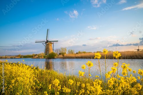 Old dutch windmill at Kinderjik in Netherlands 