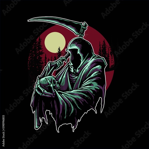 grim reaper with skull