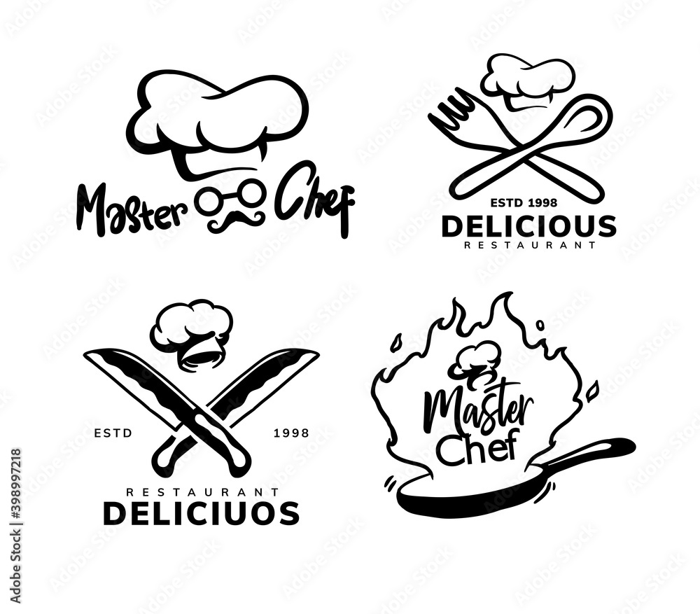 chef logo set template design chef logo set template design