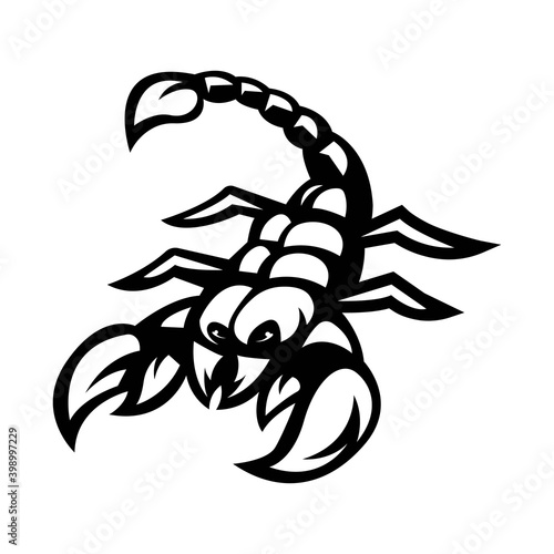 Scorpion mascot logo silhouette version. Scorpio logo in sport style, mascot logo illustration design vector