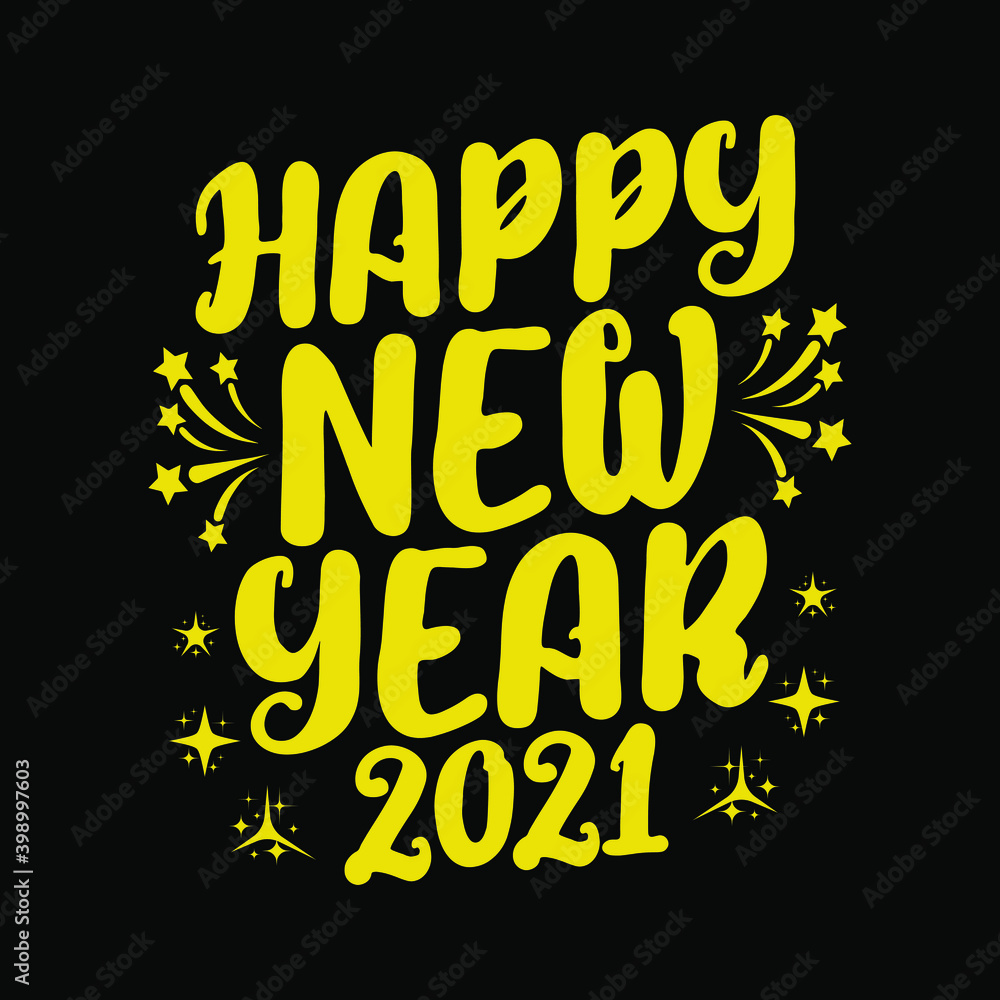 Fototapeta premium Happy new year 2021 - t-shirt,ornament,typography,fireworks vector - new year festival t shirt design