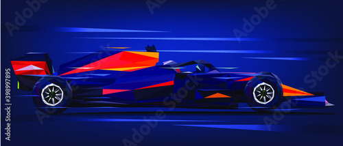 Formula One Racing Car. Polygon Vector Eps10