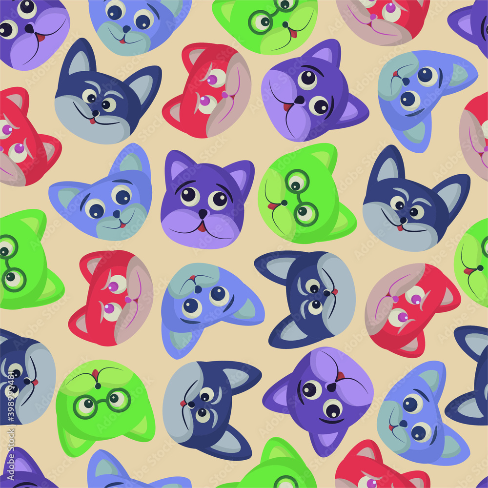 multicolored cats with different emotions pattern multicolored cats with different emotions pattern