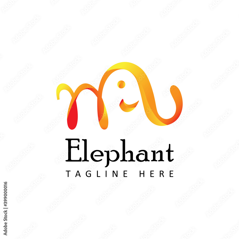 Obraz premium elephant logo, initial letter M logo, template design vector with isolated white background