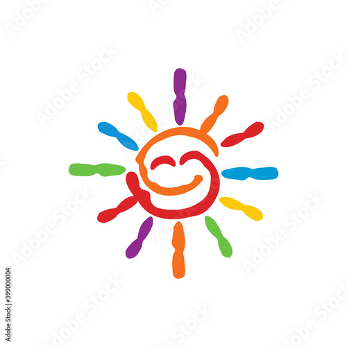 creative colorful sun smile education logo template design vector with isolated white background