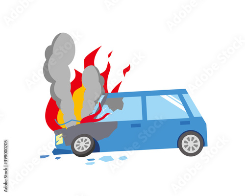 事故を起こして炎上する車