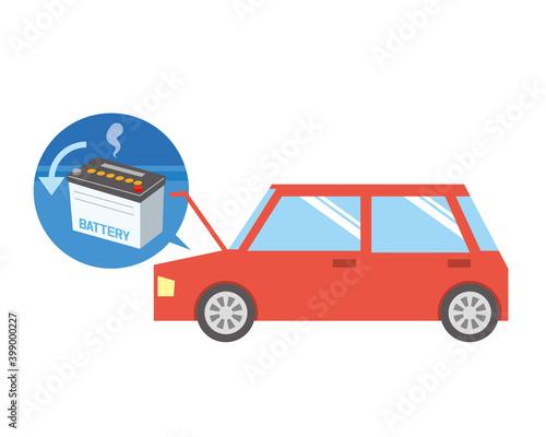 バッテリーあがりの車のイメージ