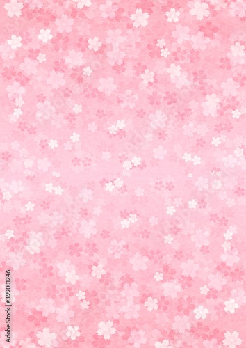 中心から桜の花が上下に広がる縦長の背景イラスト vol.01