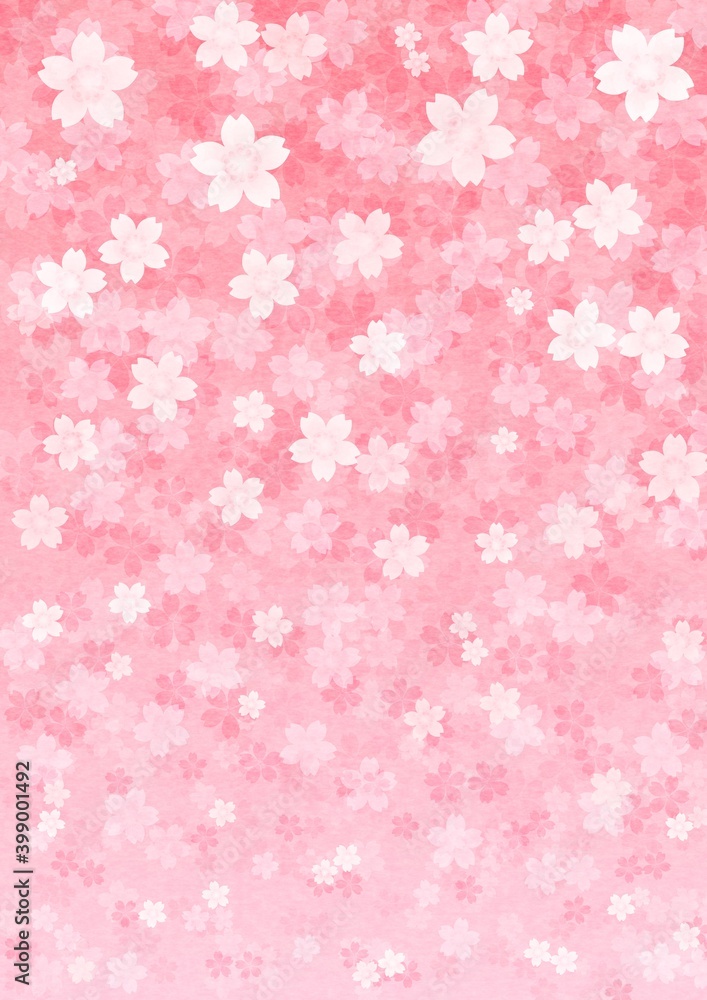 桜の花が一面に咲く縦長の背景イラスト vol.01