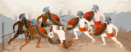Ancient Greece banner. Myth and legends. History and culture. Classical medieval style. Vector illustration © Matrioshka