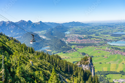 Beautiful landscape panorama of Schwangau from Tegelber mountain. Germany 