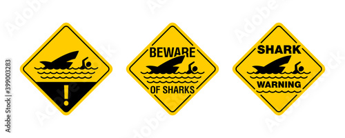 Beware of sharks caution attention sign