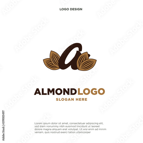 almond letter a logo vector icon symbol design