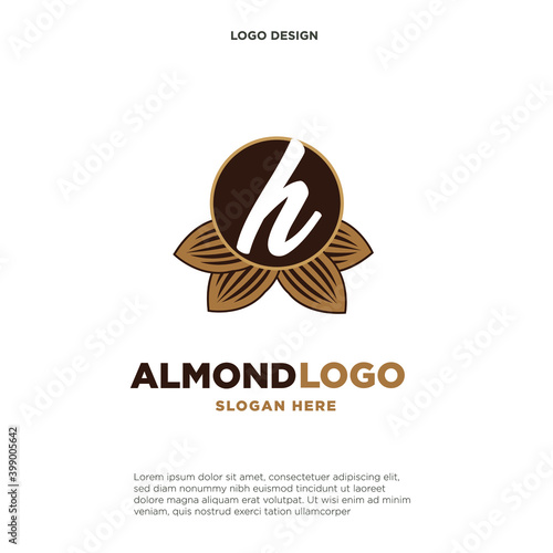almond letter h logo vector icon symbol design