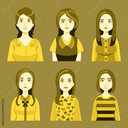 Avatar gril yellow shirt set, comic style set