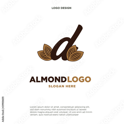 almond letter d logo vector icon symbol design