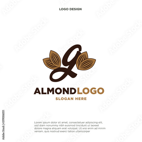 almond letter g logo vector icon symbol design