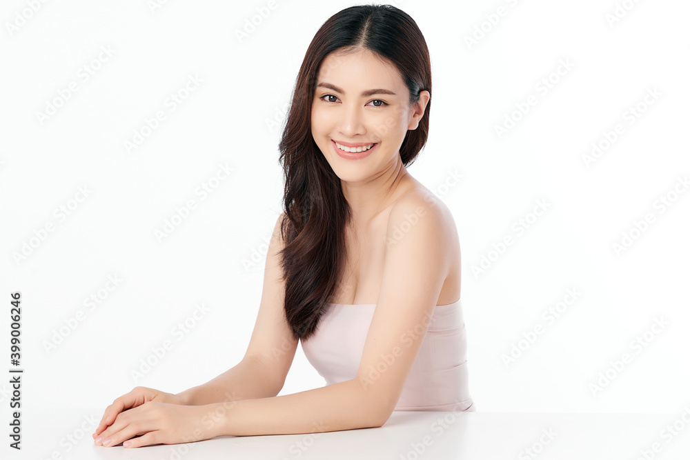 Beautiful Young asian Woman with Clean Fresh Skin, on Pink background, Face care, Facial treatment. Cosmetology, beauty and spa. Asian women portrait Beautiful Young asian Woman with Clean Fresh Skin, on Pink background, Face care, Facial treatment. Cosmetology, beauty and spa. Asian women portrait