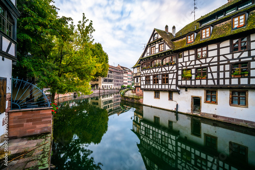 Quaint timbered houses of Petite France in Strasbourg  France. French traditional houses at Strasbourg  France