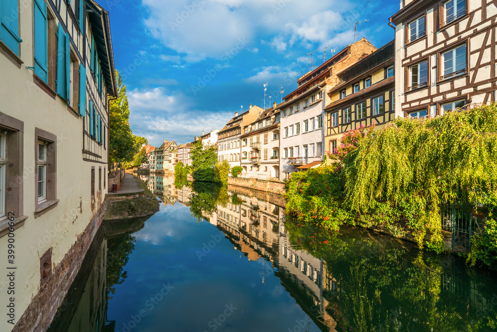 Quaint timbered houses of Petite France in Strasbourg, France. French traditional houses at Strasbourg, France