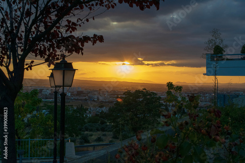 sunset in the city