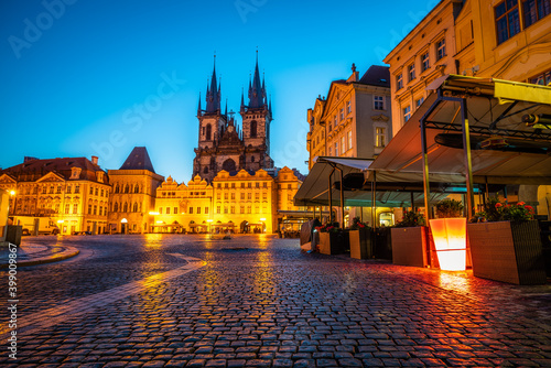  Old Town square with Tyn Church in Czech Republic.Prague. Europe