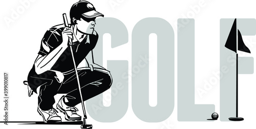 the vector illustration of the golf player