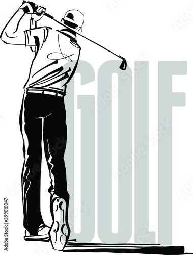 the vector illustration of the golf player