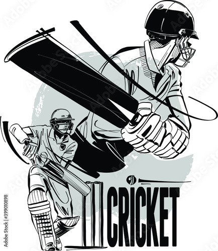 the vector illustration of the cricket player