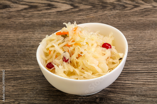 Sauerkraut with cranberry in the bowl