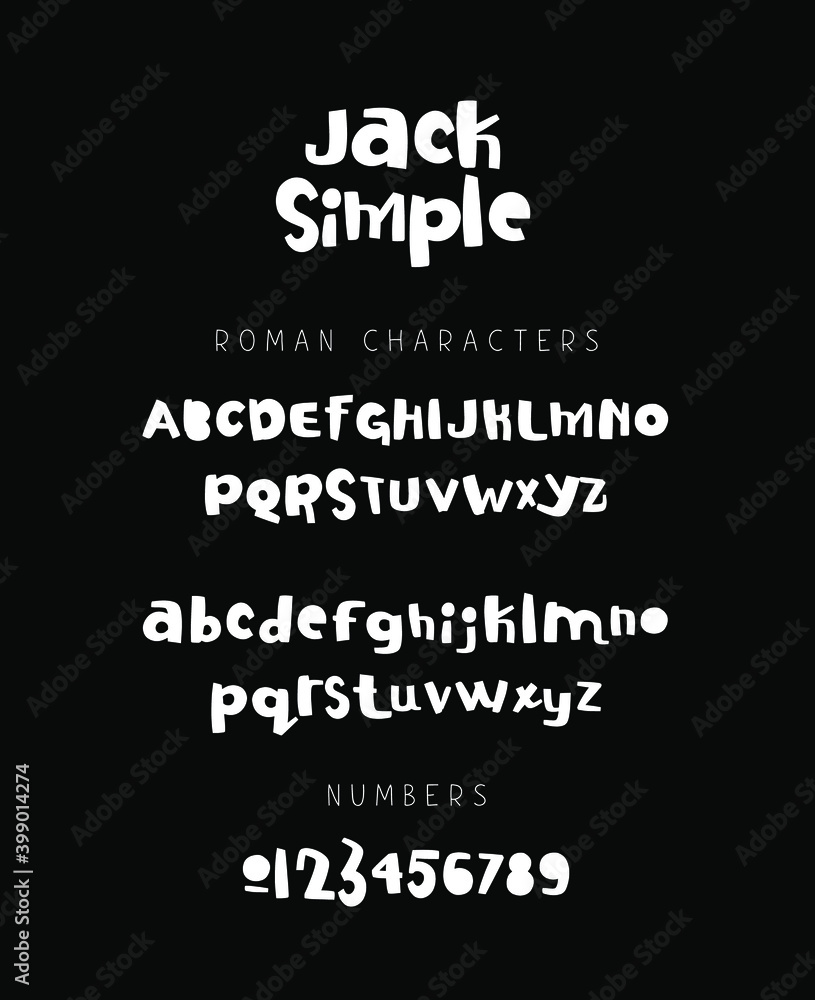 Simple childish beautiful font. Lettering. Letters and numbers. The English alphabet on a black background.
Simple childish beautiful font. Lettering. Letters and numbers. The English alphabet on a black background.