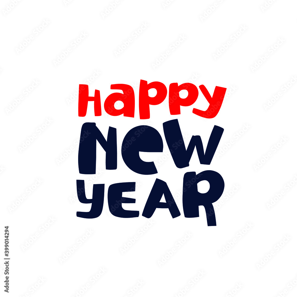 Happy New Year lettering. Nice font. Lettering. Children's letters. Vector illustration isolated on white background. Happy New Year lettering. Nice font. Lettering. Children's letters. Vector illustration isolated on white background.