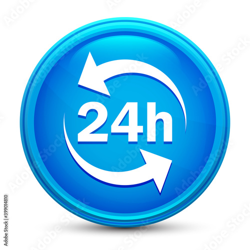 Free Download 24 hours update icon glass shiny blue round button isolated design vector illustration - GFXLoad