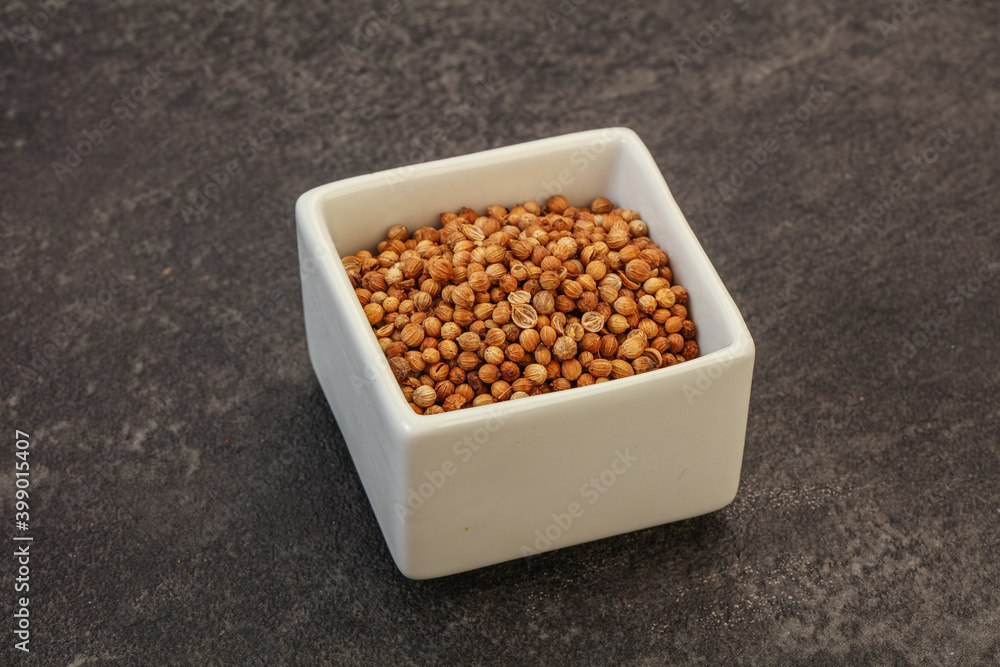 Coriander seeds in the bowl Coriander seeds in the bowl