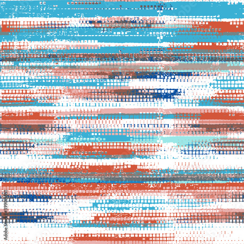 Overlay dyed printing gradient glitch abstract artistic texture background. Wavy irregular bleeding dye seamless pattern. Digital colorful ombre distorted all over print. Variegated modern cloudy