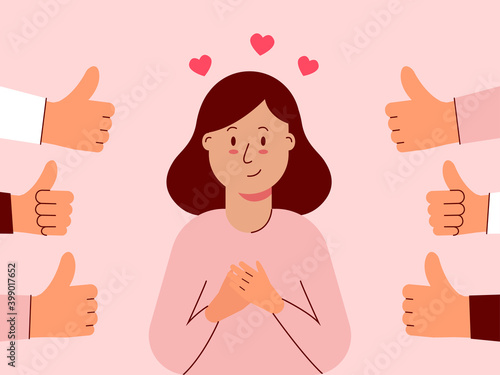Woman feels good when she is appreciated. Illustration about appreciated.