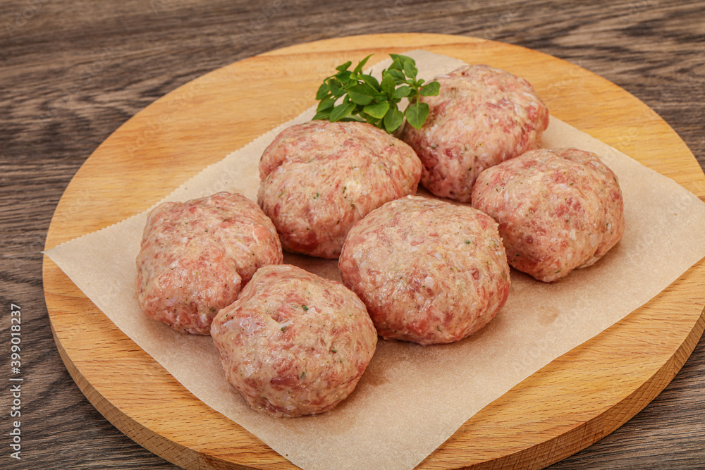 Raw turkey meatball for cooking Raw turkey meatball for cooking
