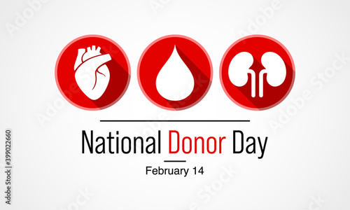 Vector illustration on the theme of National Organ Donor day observed each year on February 14th.