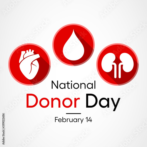Vector illustration on the theme of National Organ Donor day observed each year on February 14th.