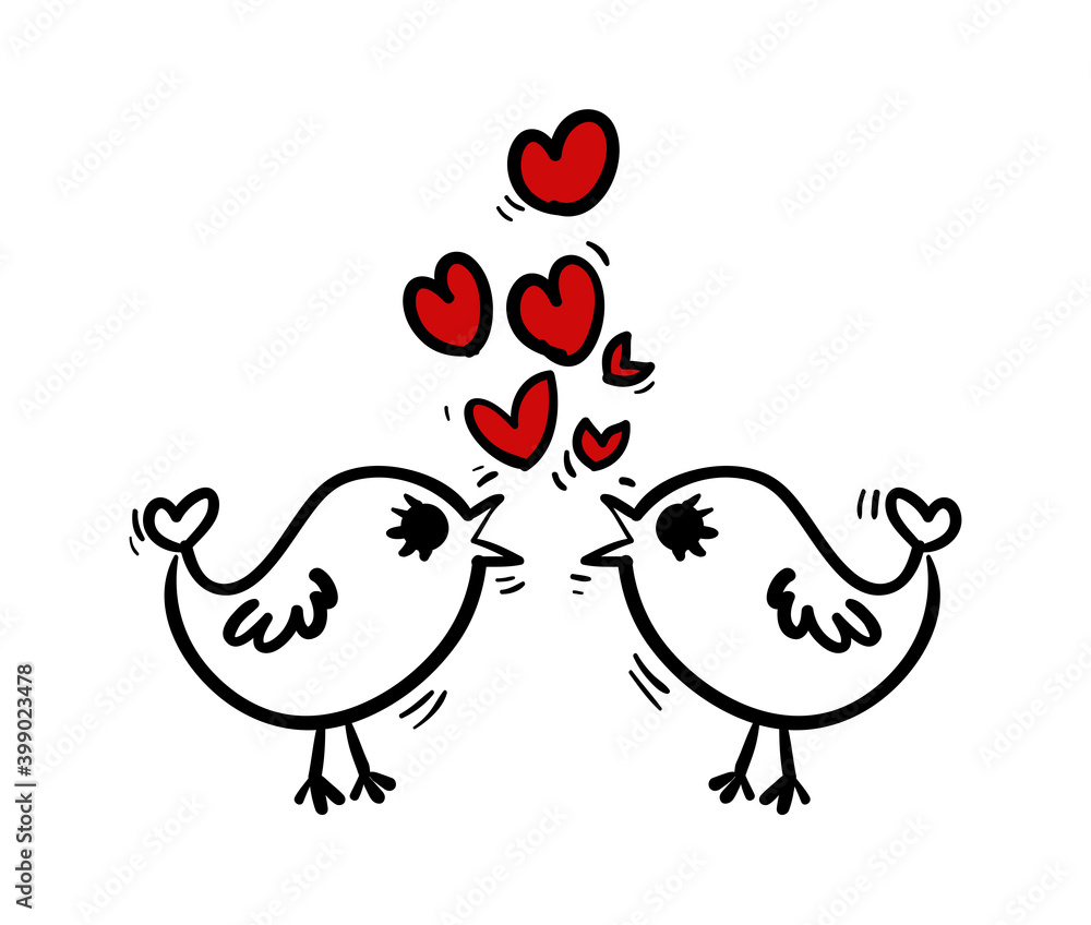 Fototapeta premium Birds Love Valentines Day -Concept Illustration