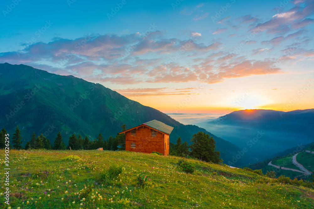 sunset over the mountains