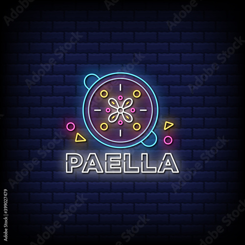 Neon paella sign style text