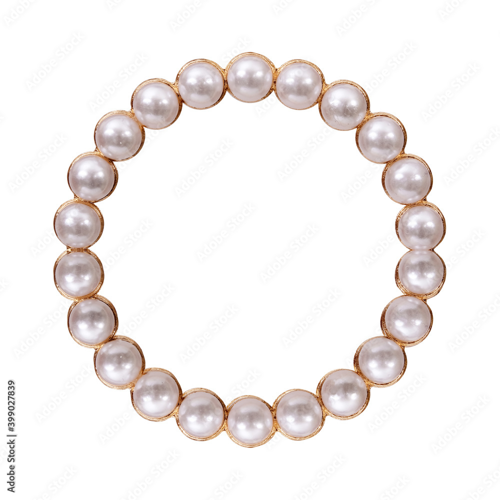 Obraz premium Golden frame with pearls for paintings, mirrors or photo isolated on white background. Design element with clipping path