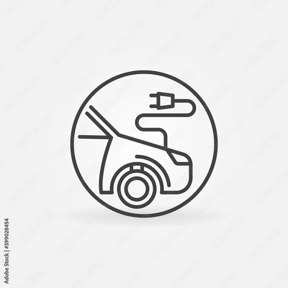 Car with Charging Plug vector concept round icon or sign in outline style Car with Charging Plug vector concept round icon or sign in outline style