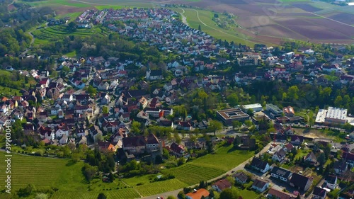 Aerial view of the city talheim in Germany, on a sunny day in spring photo