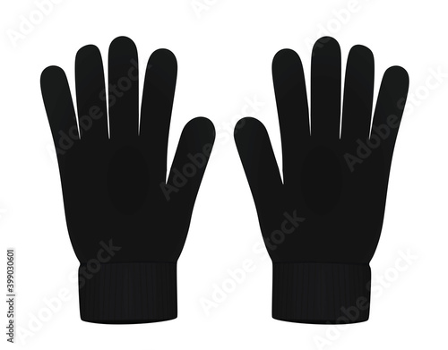 Black  winter gloves. vector illustration