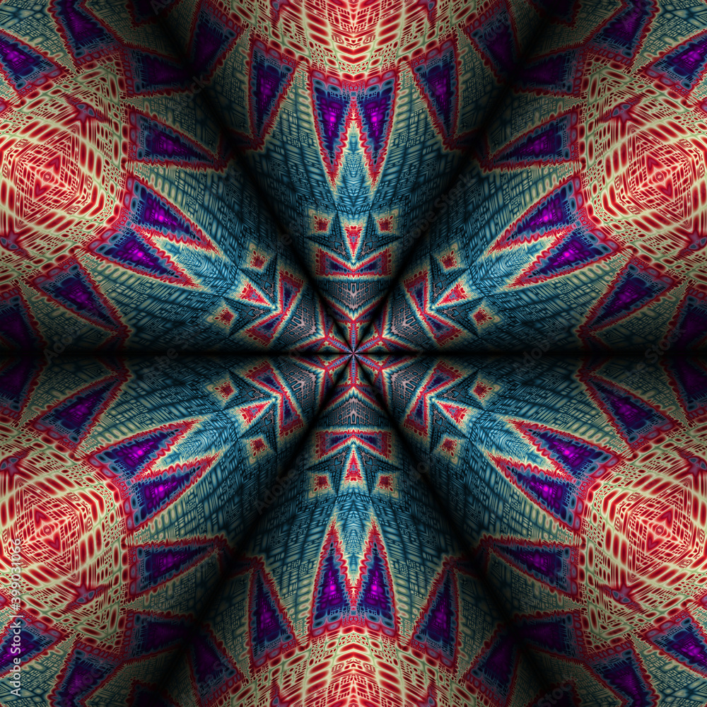 3d effect - abstract hexagonal fractal pattern 