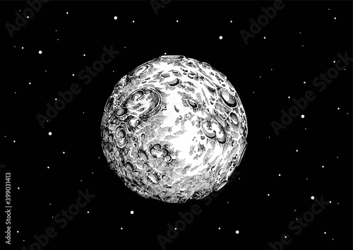 Vector illustration of a full moon with craters.