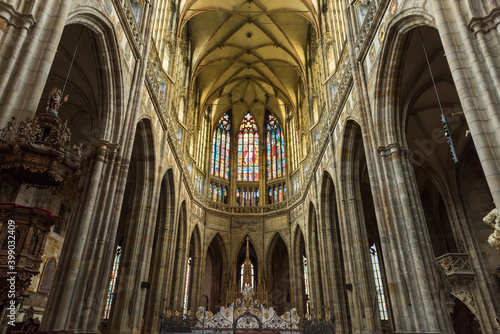 Interior of St. Vitus Cathedral at Prague Castle. Prague.