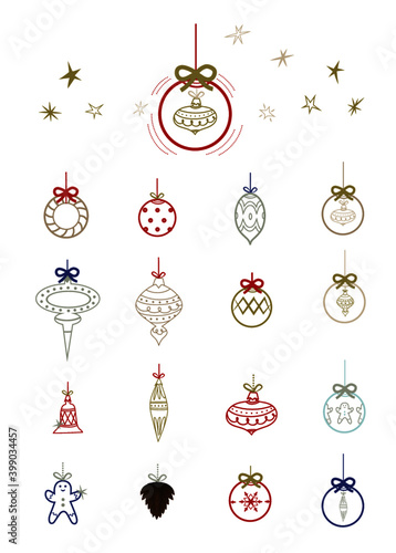 Christmas globes, xmas elements and decorations in vector.